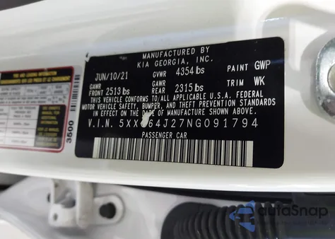 2022 Kia K5 Gt-Line z USA, uszkodzony, nr VIN 5XXG64J27NG091794